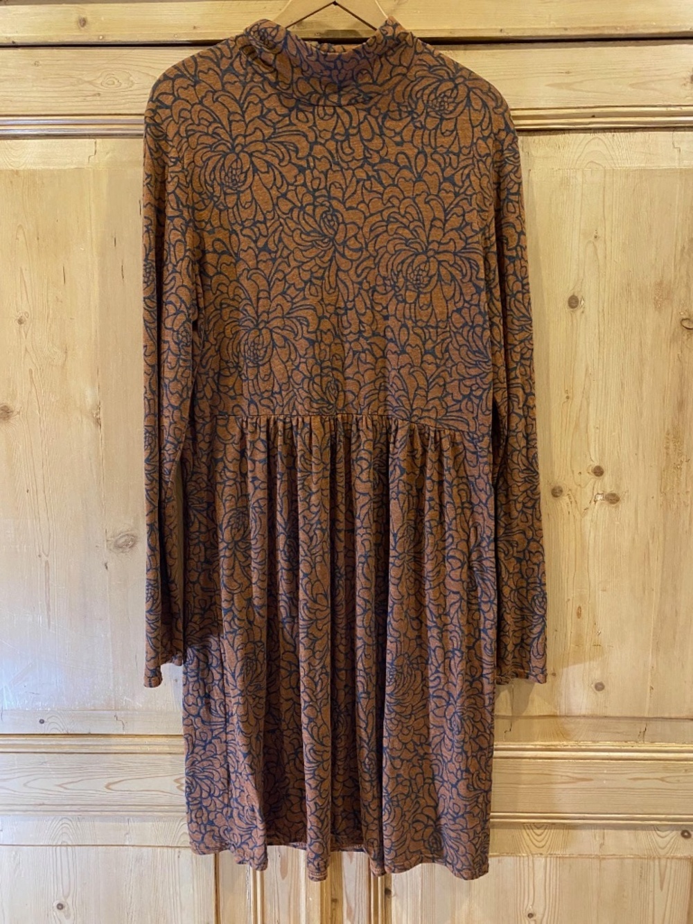 Cut Loose Cotton Blend Mock Neck Midi Dress